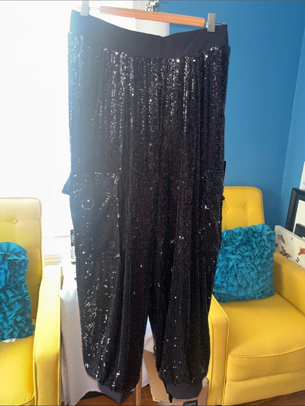 Express Black Sequin Jogger Pants